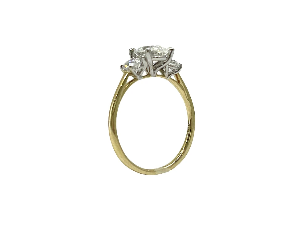 14K Gold 1.55cttw Lab Grown Diamond 3 Stone Ring - /