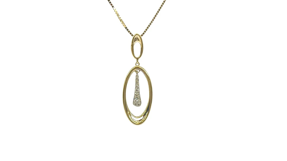 10K Yellow Gold 0.10cttw Diamond Necklace, 18"