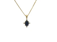 10K Yellow Gold 0.16cttw Sapphire & 0.03cttw Diamond Necklace - 18"