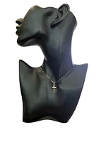 10K Yellow Gold 0.06 cttw  Diamond  Cross Pendant, 18"