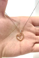 10K White & Rose Gold 0.04cttw Diamond Heart Pendant, 18"