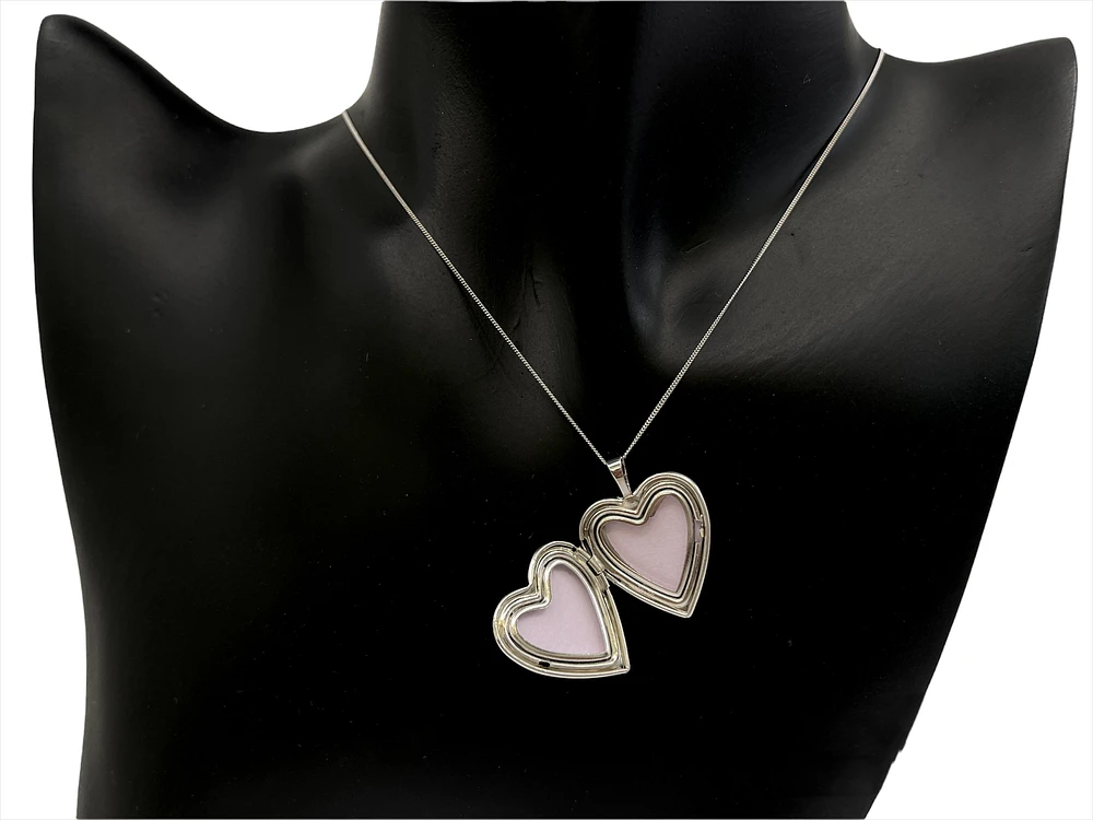 925 Sterling Silver Locket with Cubic Zirconia Cross and Decals with Chain - 18 Inches