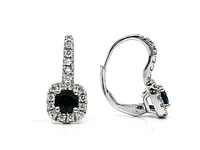 14K White Gold 4mm Sapphire and 0.34cttw Diamond Drop Earrings