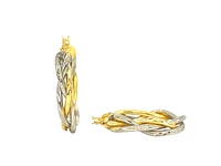 10K 2 Tone Gold 25mm Braided / Woven Earrings
