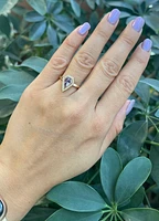 14K Yellow Gold 0.81cttw Amethyst and 0.10cttw Diamond Ring, size 6.5