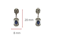 10K White Gold 0.55cttw Genuine Sapphire and 0.04cttw Diamond Dangle Earrings