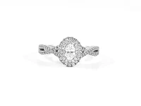 10K White Gold 0.24cttw Oval Cut Diamond Halo Engagement Ring, size 6.5