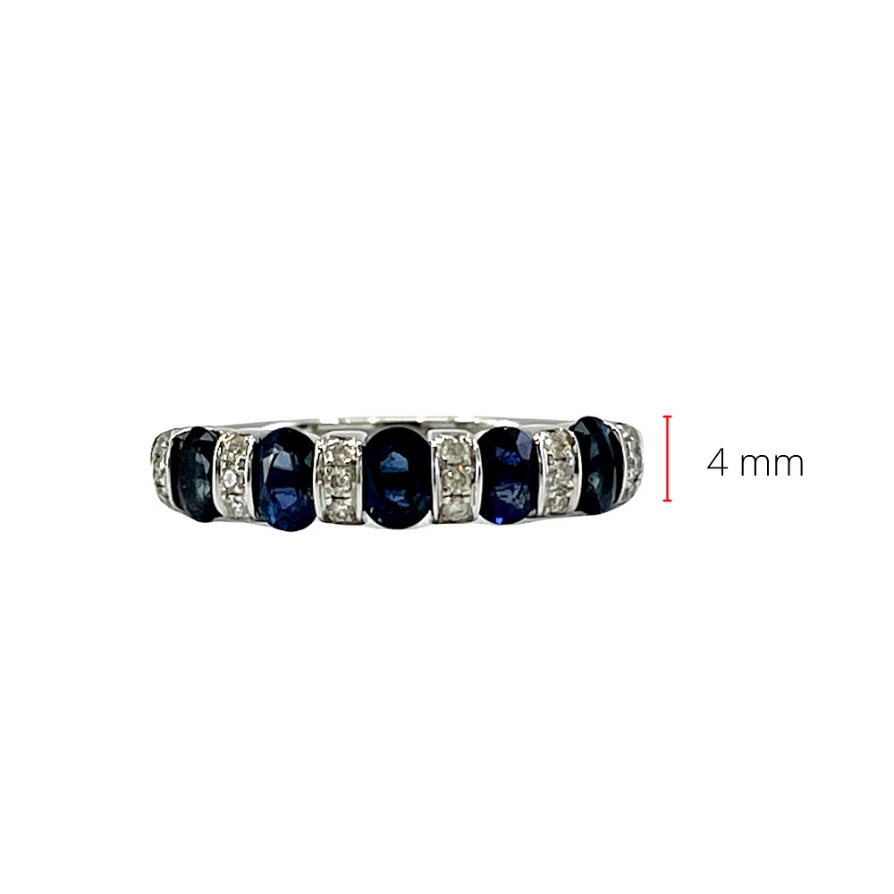 14K White Gold Genuine Sapphire Diamond Ring, size 7