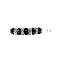 14K White Gold Genuine Sapphire Diamond Ring, size 7