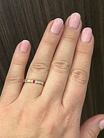 10K Yellow Gold Genuine Ruby & 0.13cttw Diamond Ring / Band, size 6.5