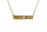 14K Yellow Gold 0.06cttw Diamond Bar Pendant, 18"
