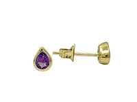 10K Yellow Gold 0.35cttw Pear Cut Amethyst Bezel Set Stud Earrings