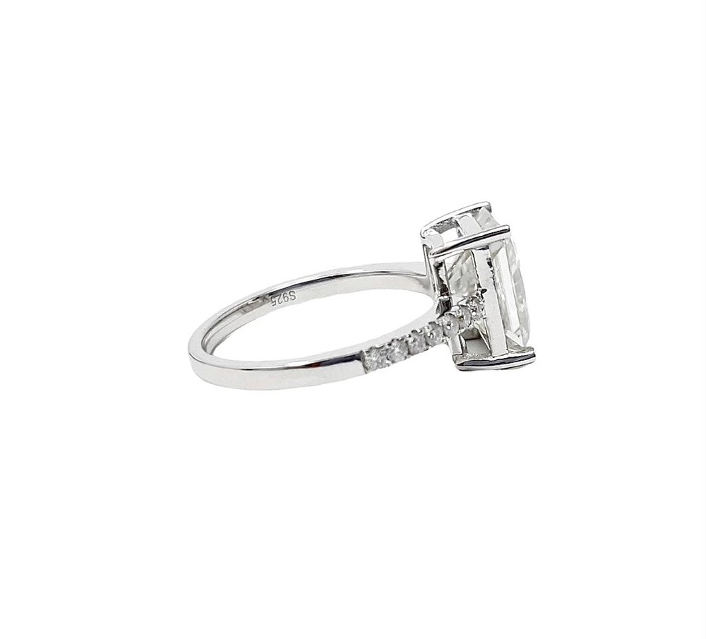 Silver 4.00cttw Moissanite Engagement Ring