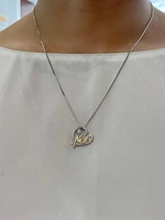 Sterling Silver & 10K Yellow Gold Two Tone Diamond Mom Pendant
