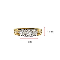 14K Yellow Gold 3 Stones Diamond 0.79cttw ring, size 6