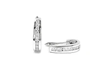 10K White Gold 0.33cttw Diamond Hoop Huggie Hinged Earring