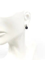 10K White Gold 6mm Cushion Cut Created Alexandrite and 0.01cttw Diamond Earrings