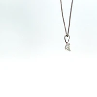 10K White Gold 0.04 cttw Diamond Solitaire Mezza Luna Pendant, 18"