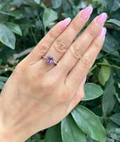10K White Gold 0.65 carat Amethyst, Pink Sapphire and Diamond Ring
