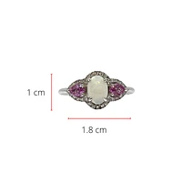 10K White Gold 7 x 5mm Opal, 0.50cttw Pink Sapphire and 0.30cttw Diamond Ring