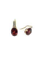 10K Yellow Gold Garnet & 0.04cttw Diamond Earrings