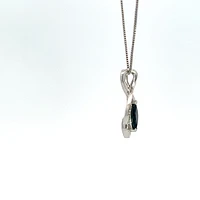 10K White Gold Sapphire and Diamond Pendant - 18"