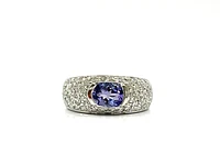 14K White Gold 0.80cttw Tanzanite & 0.60cttw Diamond Ring, size 6.5