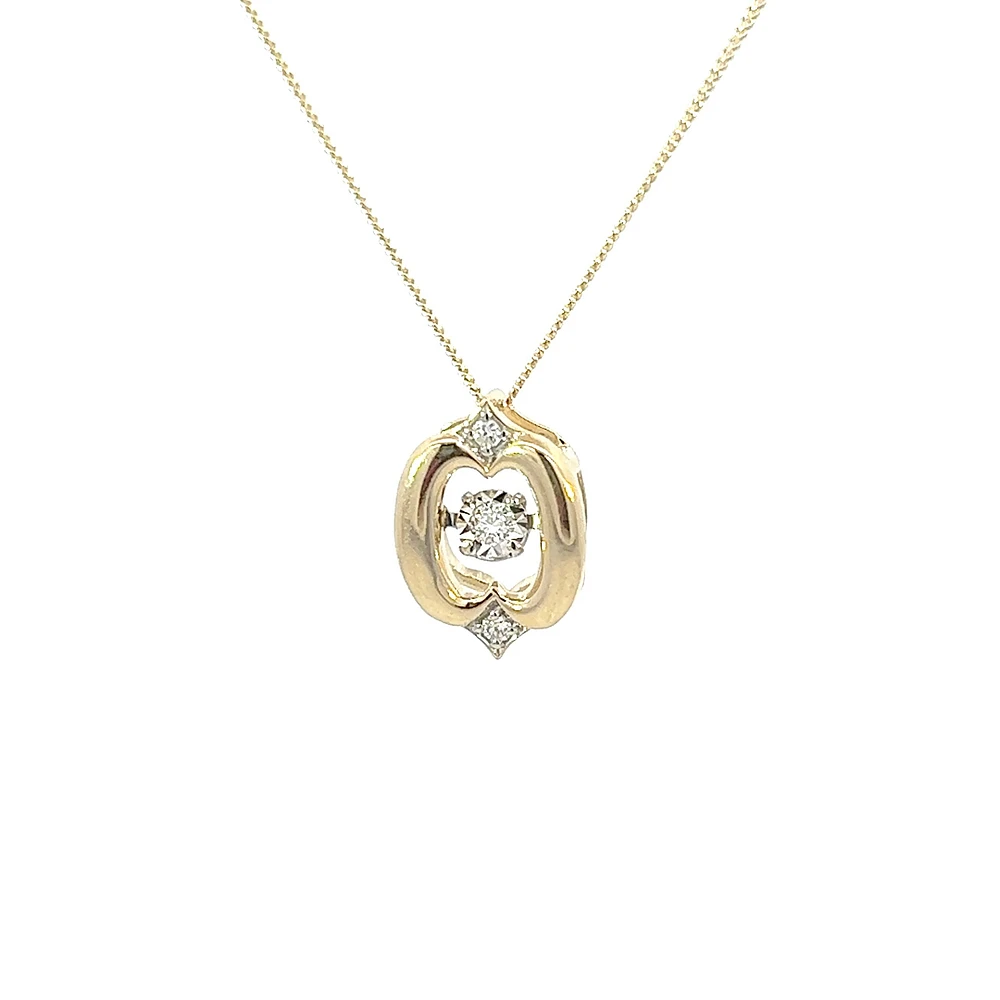 10K Yellow Gold 0.05cttw Diamond Pulse Pendant, 18"