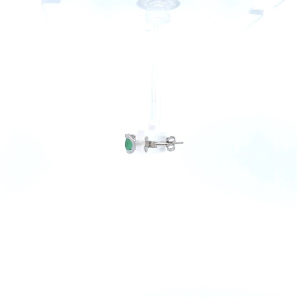 10K White Gold Genuine Emerald Earrings