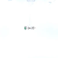 10K White Gold Genuine Emerald Earrings