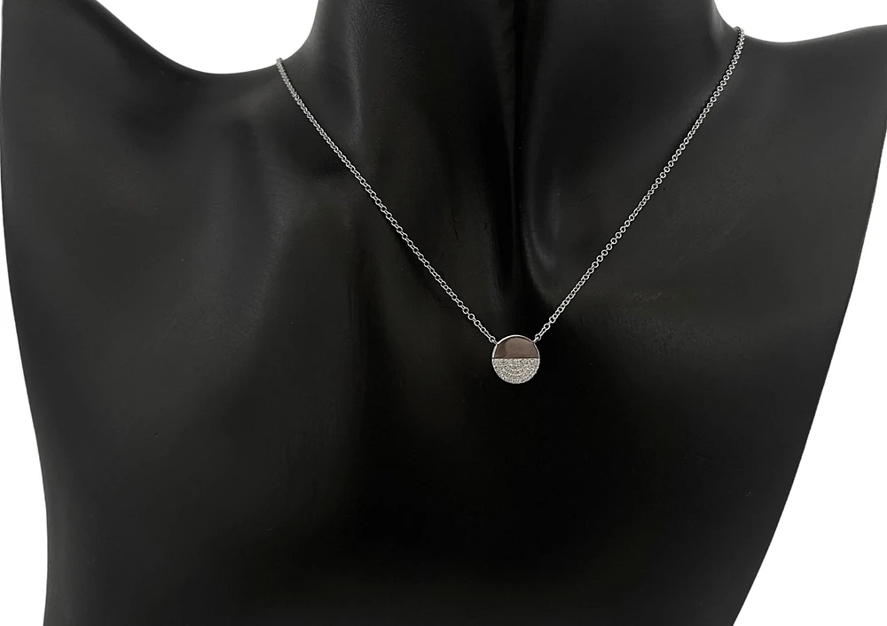 14K White Gold 0.08cttw Diamond Pendant, 18"
