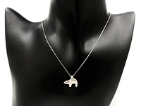Sterling Silver 0.057cttw Canadian Diamond Polar Bear Pendant, 18"