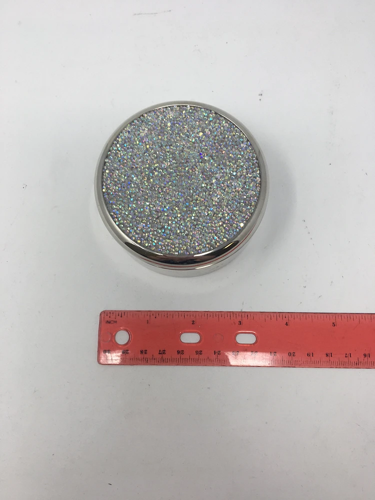 Silver Crystal Round Trinket Box