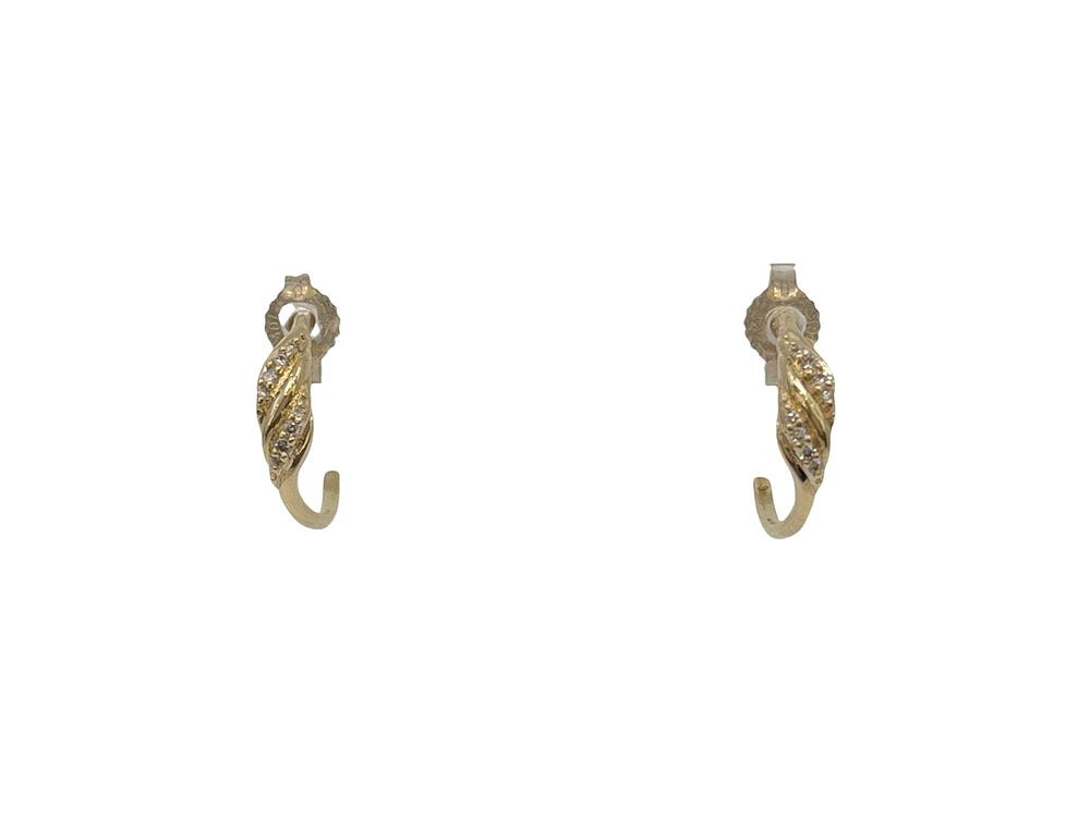 10K Yellow Gold 0.06cttw Diamond Half Hoop Earrings