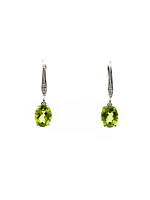 10K White Gold Peridot & Diamond Earrings