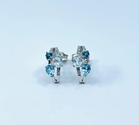 Blue Topaz, Aquamarine & Diamond Earrings