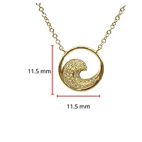 14K Yellow Gold 0.12cttw Diamond WavePendant, 18"