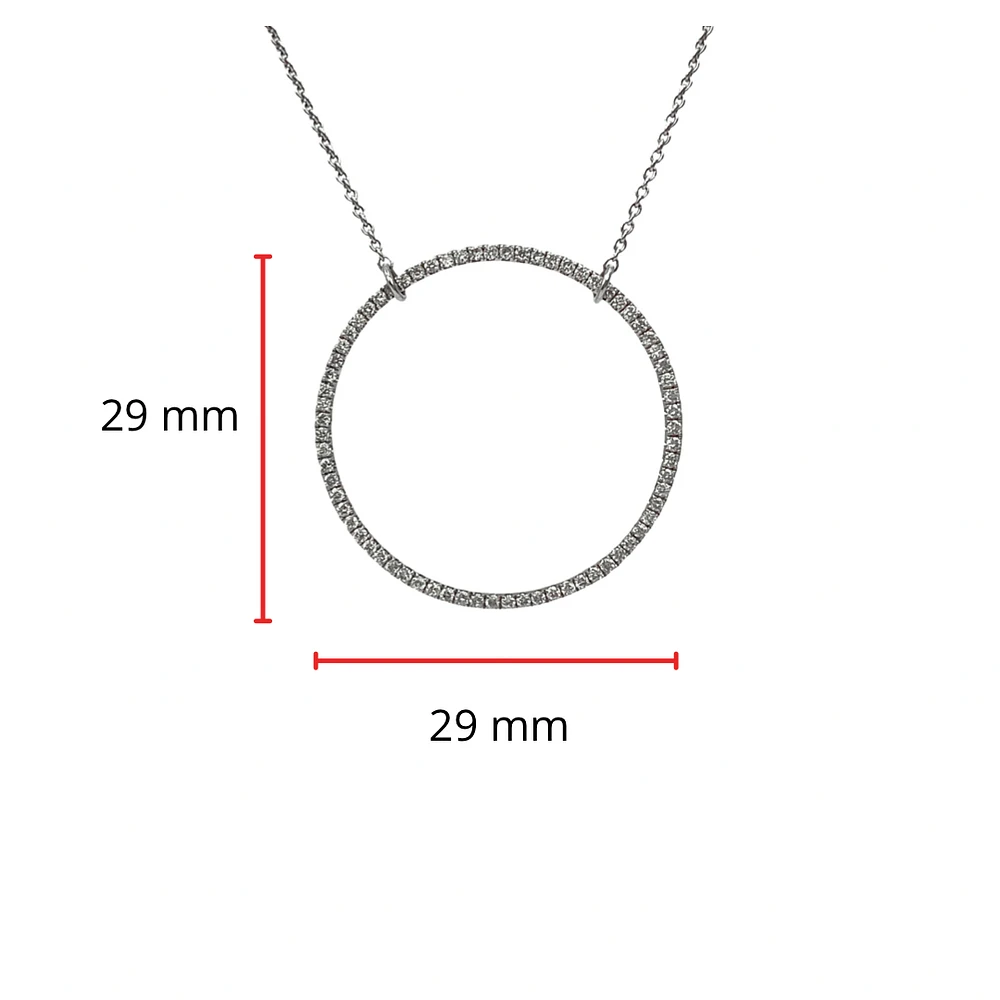 18K White Gold 0.50cttw Diamond Circle Pendant, 18"