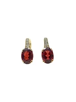 10K Yellow Gold Garnet & 0.04cttw Diamond Earrings