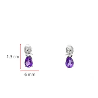 10K White Gold Amethyst & 0.032cttw Diamond Earrings