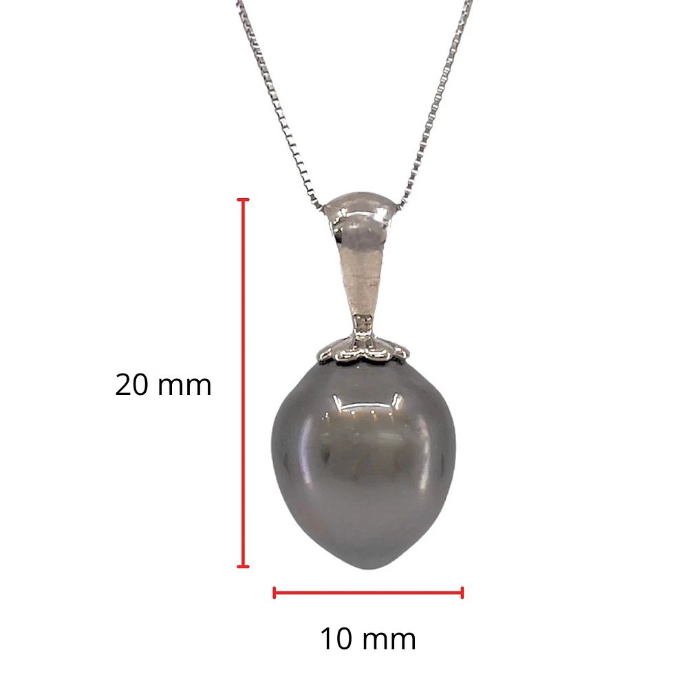 10/14K White Gold Tahitian Pearl Pendant