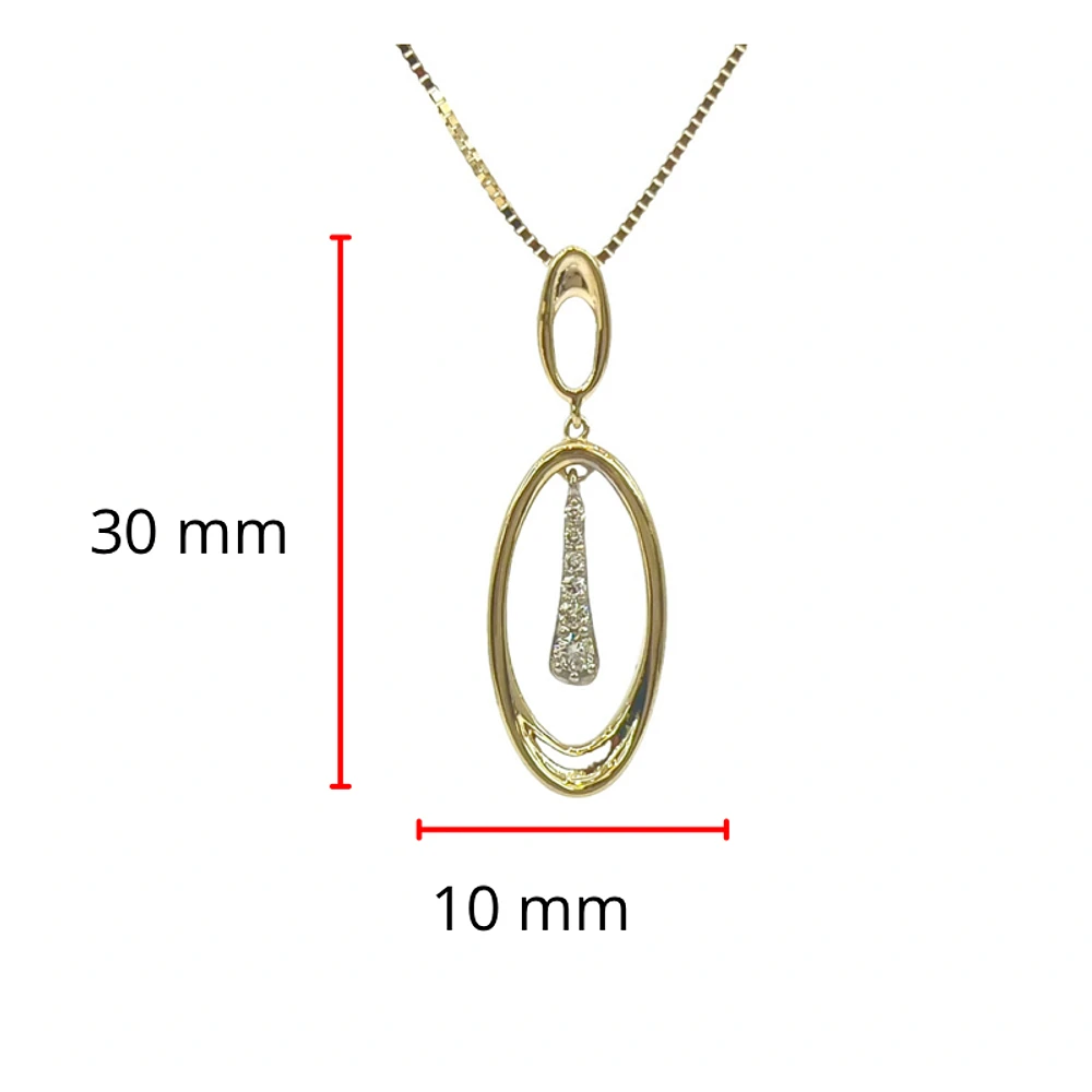 10K Yellow Gold 0.10cttw Diamond Necklace, 18"