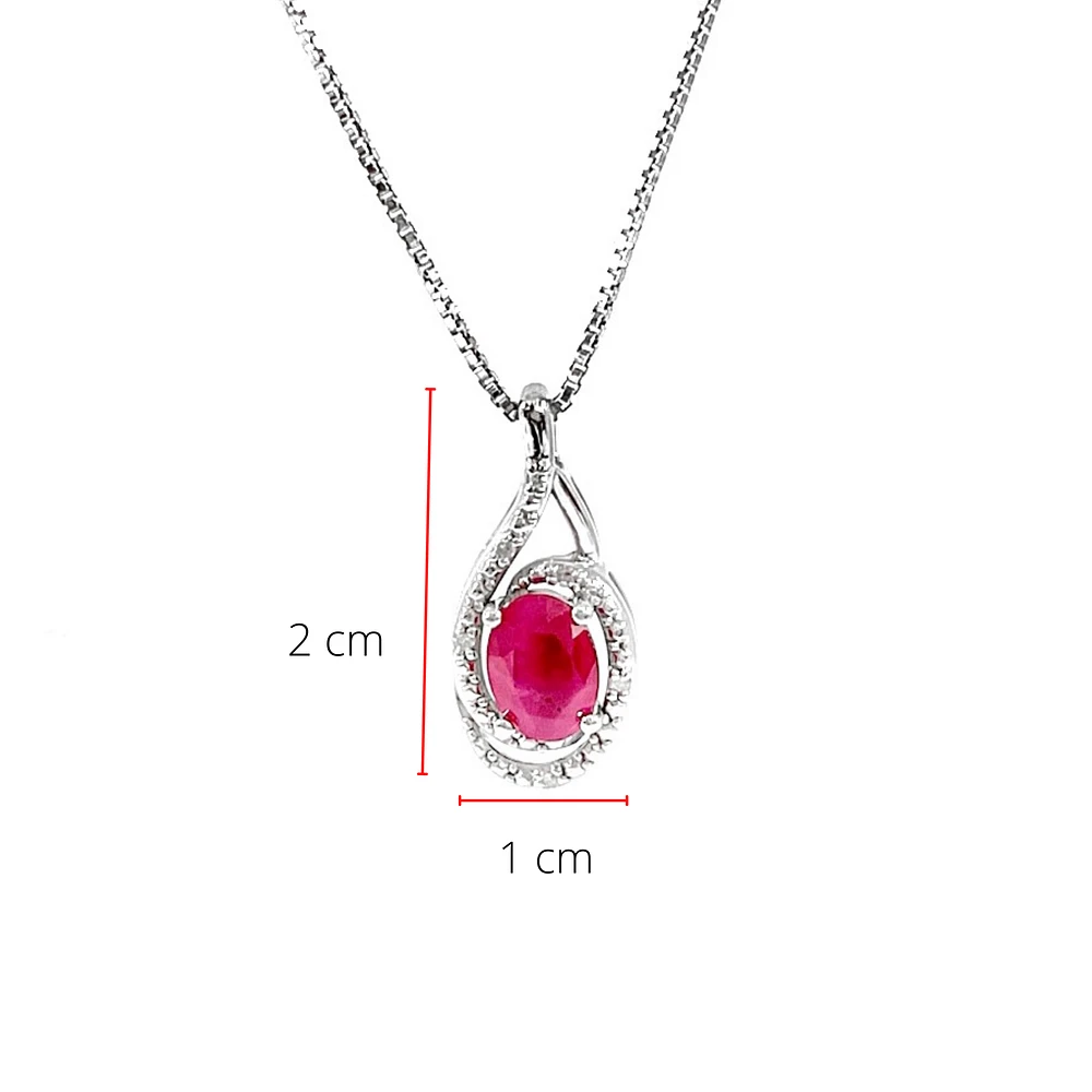 925 Sterling Silver Ruby & Diamond Necklace
