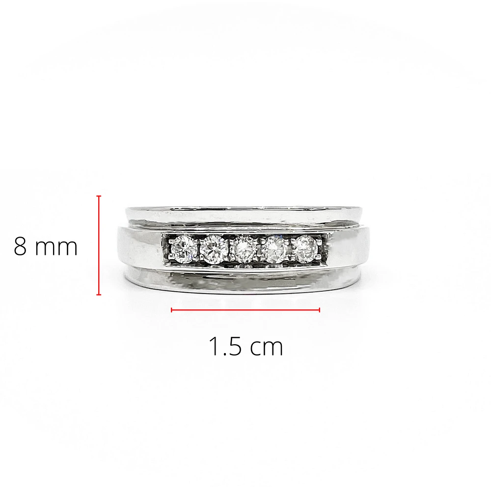 14K White Gold 0.30cttw Diamond Gents Ring, size 10