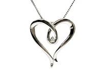 Sterling Silver 0.044cttw Diamond Heart Necklace, 18"