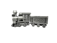 Pewter Engraveable Train Money Bank with First Curl and First Tooth Train Cars