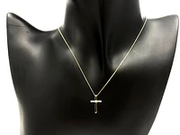 10K Yellow Gold 0.02cttw Diamond Cross Pendant, 18"