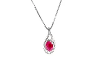 925 Sterling Silver Ruby & Diamond Necklace