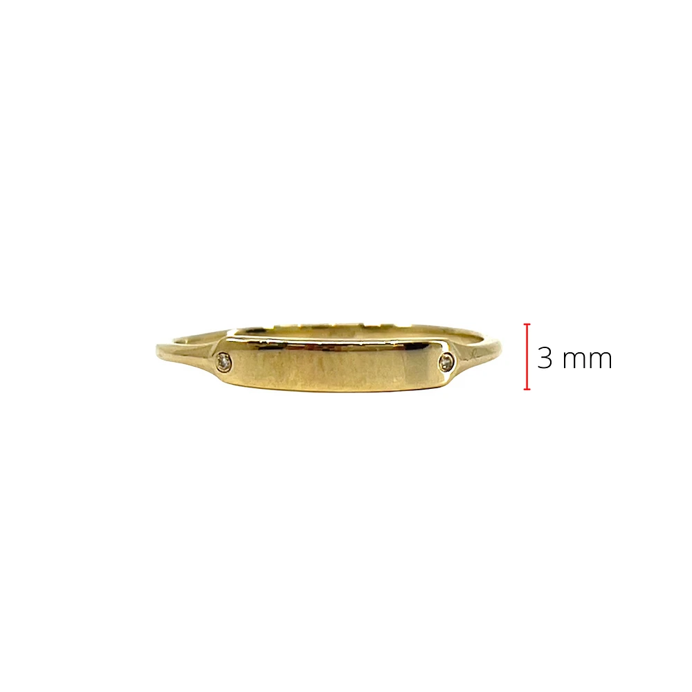 10K Yellow Gold Diamond 0.005cttw Engravable / Signet Ring, Size 6.5