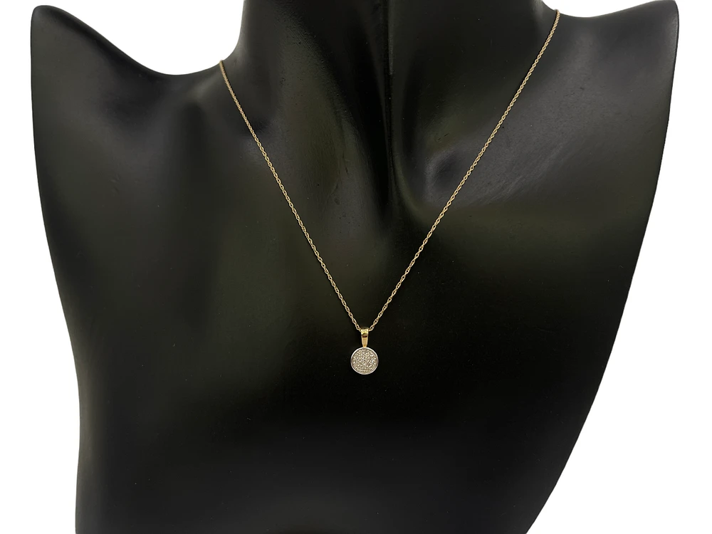 10K White & Yellow Gold 0.10cttw Diamond Pendant, 18"